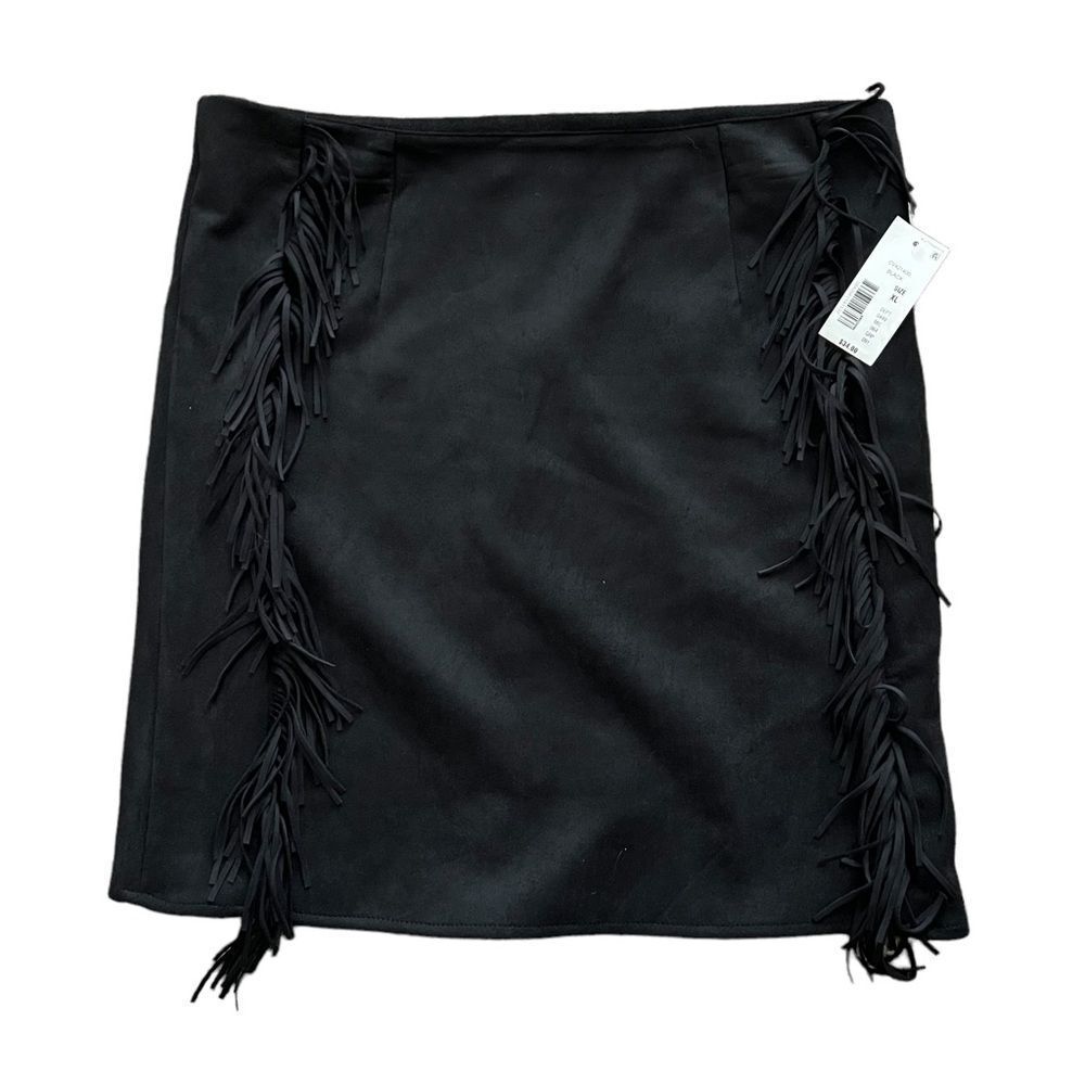 Chelsea & Violet Skirt Girls Size XL Black Faux Suede‎ Fringe Mini New